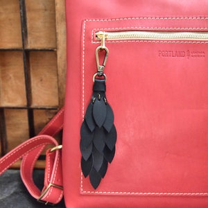 All Black Waterfall Leather Purse Charm Tassel Hand Leather Bag Charm Purse Swag AB