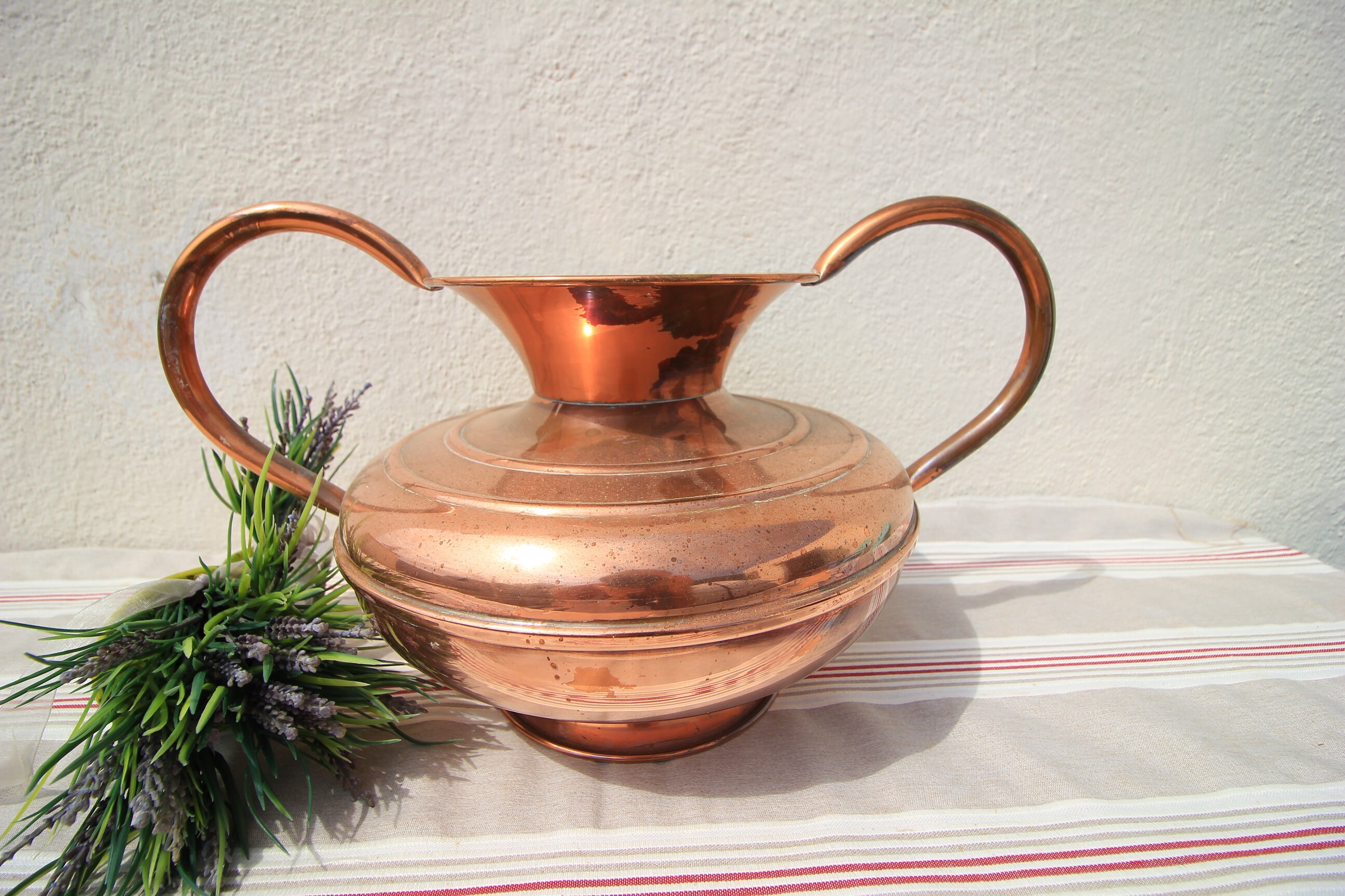 Cruche Vase En Cuivre Vintage - L. Lecellier Villedieu - Déco Salle à Manger