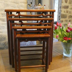 Chinese fantastic set of 4 hardwood nest of tables , nesting tables , coffee tables , lounge tables