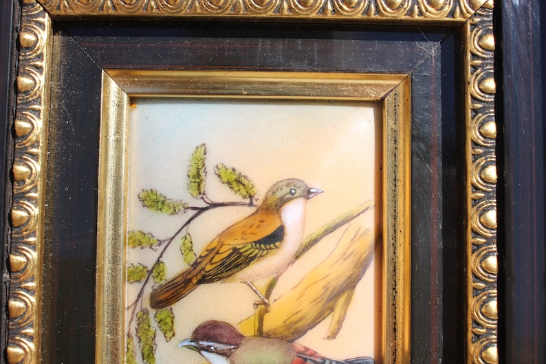 hand painted birds Antique Limoges Demartial French porcelain,picture frame