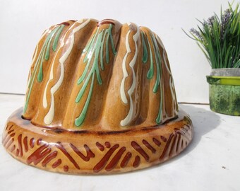 Terracota vintage francesa, molde de pastel, molde de horneado gateau, decoración del hogar, cocina