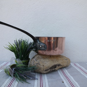 French Antique copper professional copper pan top quality copper pan copper kitchen pan stamped E CHALVON