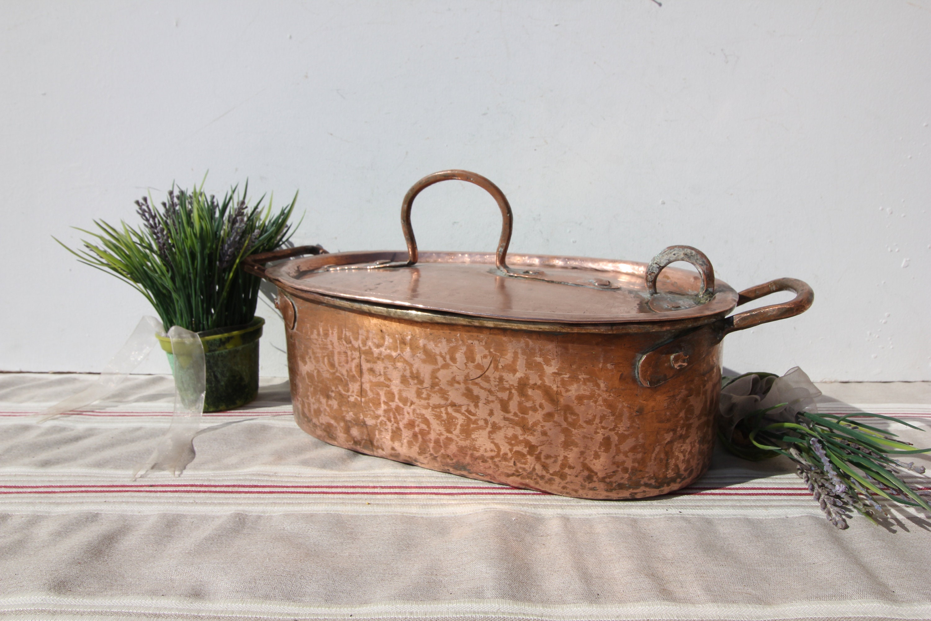 Français Cuivrage en Cuivre, Casserole Cuivre Antique, Casserole