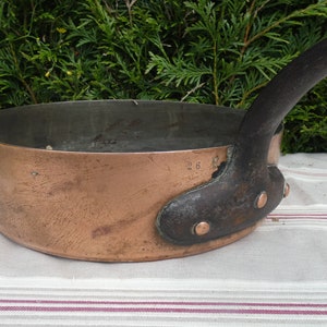 Large copper pan Deep Frying Pan copper French pans Antique copper kitchen pans French kitchen pans
