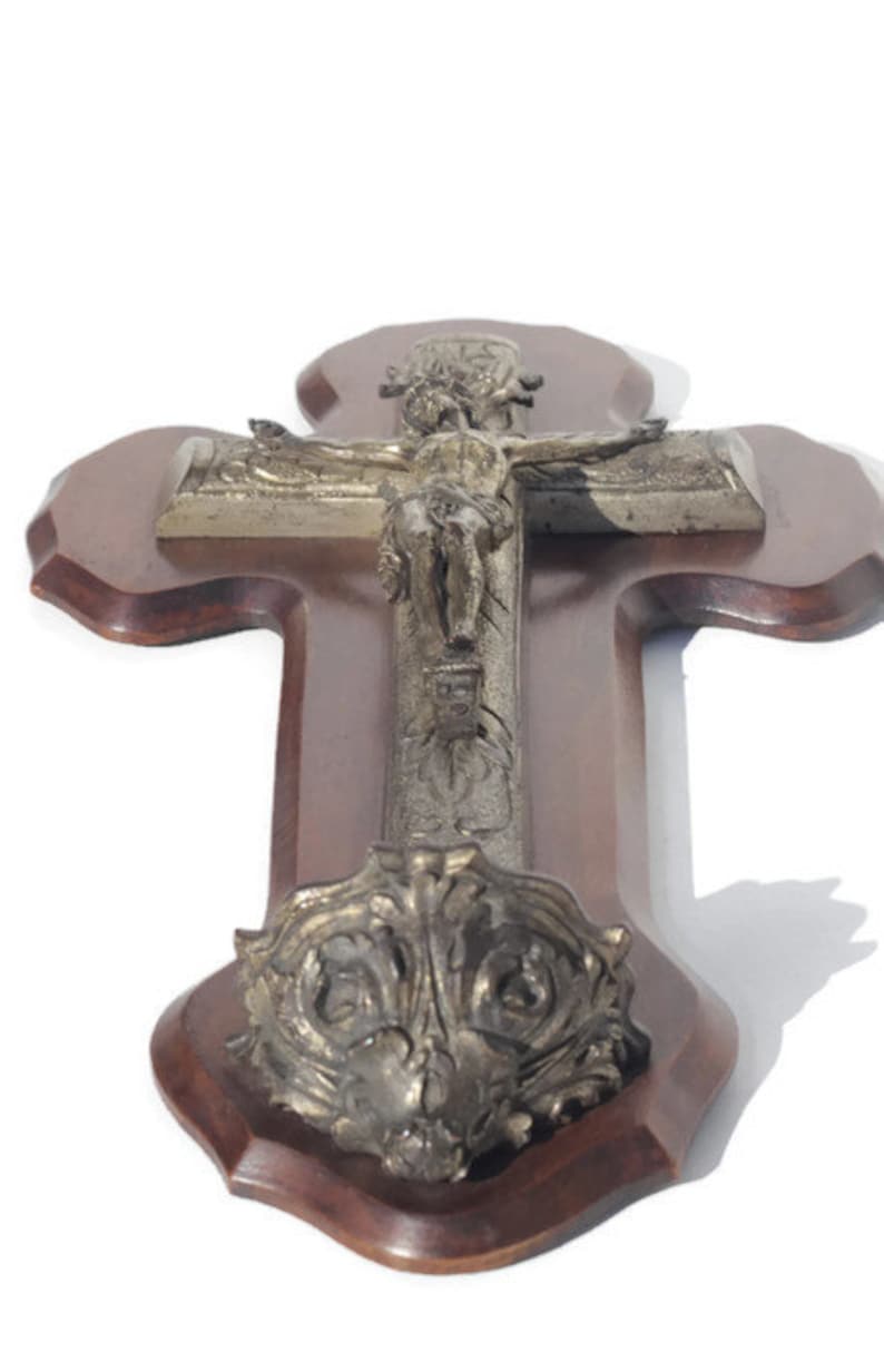 TOEECY Croix Murale En Bois Chrétien Vintage – Double Face, Pour Baptême, Communion, Confirmation