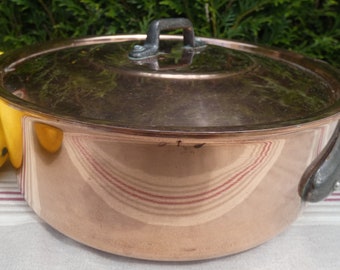 Frying pan copper pan and lid deep Fryingpan cooking pan French chefs copper kitchen pans