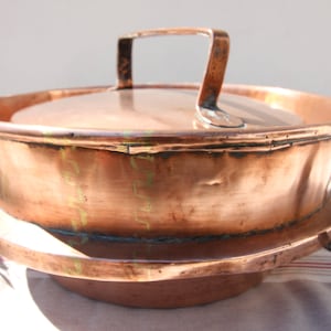 French copper Antique oven Dish large copper oven pot with lid