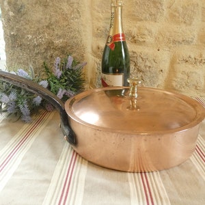 Copper Frying pan Copper lid French Kitchen Cooking pans chefs kitchen pan