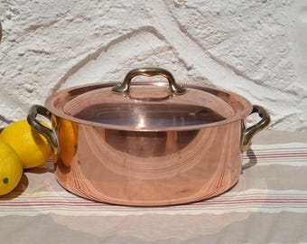 French Oval Copper Cooking Pot With Lid French kitchen copper chefs pot
