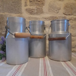 Milk churns French milk churns kitchen decor dariy canisters old vintage aluminium milk churns