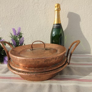 French Cooking pan oven dish Table serving dish copper pot with lid chef&#39;s dish home cooking pan with lid