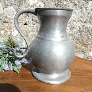 Pewter Antique  jug Large pot Wine Water vessel picher etain pot
