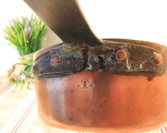 French old Antique copper cooking pan