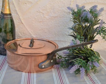 Copper Pan with lid French kitchen copper chefs cooking pans restaurant quality home cooking great addition to your kitchen