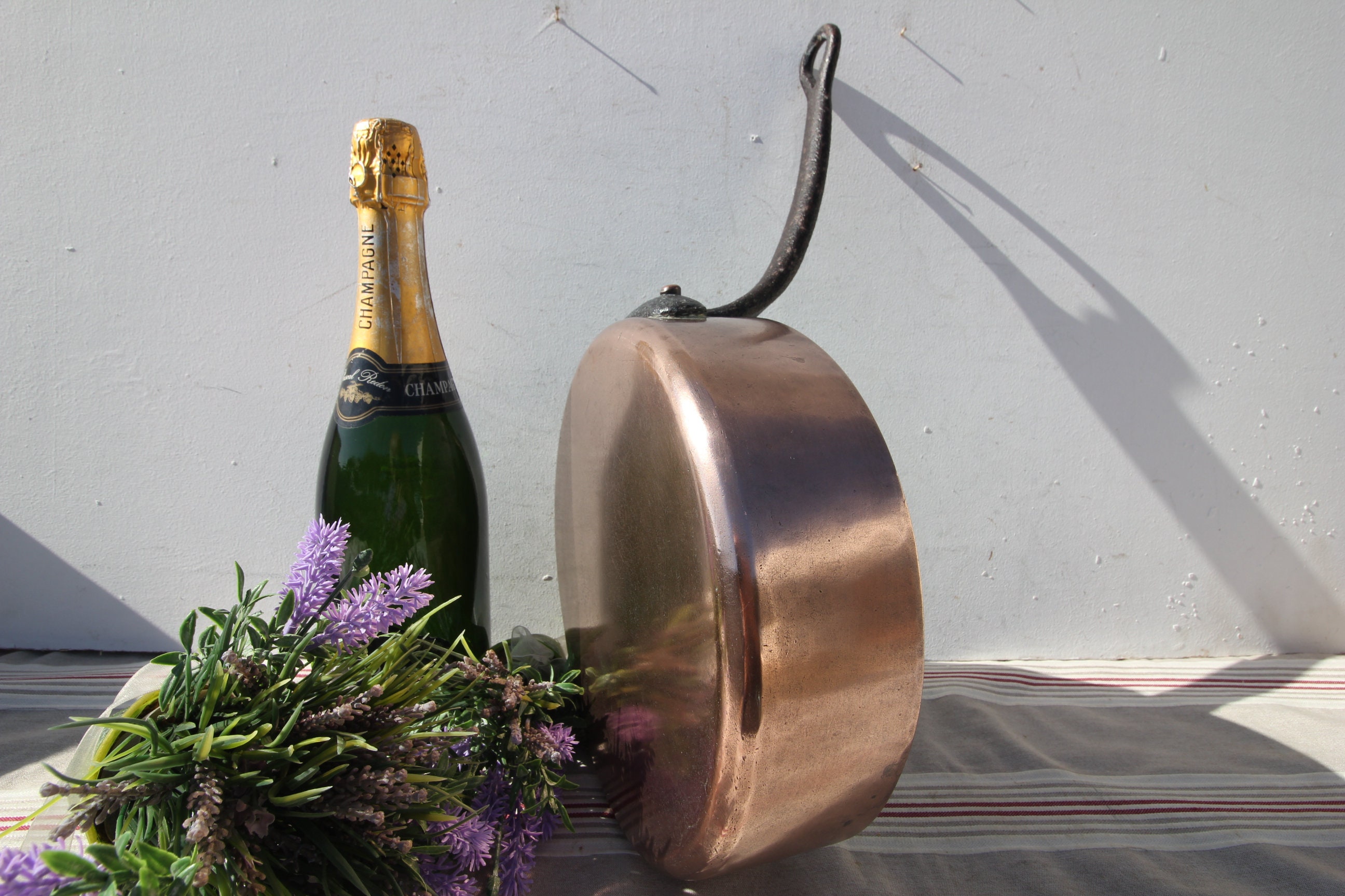 Français Poêle en Cuivre Antique Vieille Poêle Rose Français Poêles de Cuisine Cuivre