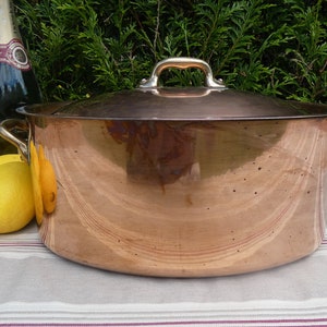 Padella francese in rame con coperchio Villedieu Teglia da forno in rame padella da cucina in rame padelle chef in rame