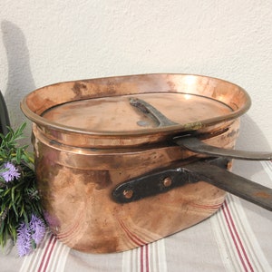 french copper pot Daubier pan Antique cooking pot roasting pot Restaurant pan with lid