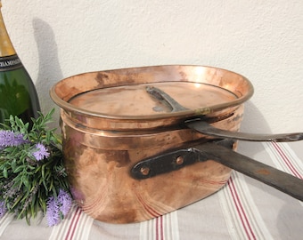 french copper pot Daubier pan Antique cooking pot roasting pot Restaurant pan with lid