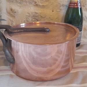 French old copper Pan and lid Antique copper Sauce pans old chateau kitchen pan