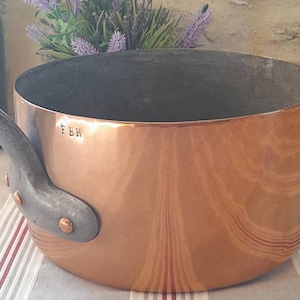 French copper pot Antique copper pan French kitchen decor old French copper pan kitchen pans