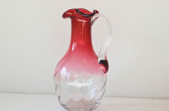 English Cranberry Glass Jug Vase Home Decorenglish - Handled Glass Jug Vase English Cranberry Glass Jug Vase Home Decorenglish - Handled Glass Jug Vase