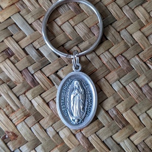 Our Lady of Guadalupe Divine Mercy Jesus Religious Key Ring (1) Two Sided Made In Italy Catholic Protection Key Ring (1) Religious Charm