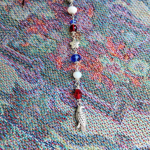 Red White Blue Car Charm Sport Team Auto Charm Car Truck Patriotic Eagle Charm Red White Blue Team Auto Rear View Mirror Travel Charm Gift