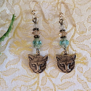 Crystal cat earrings discount