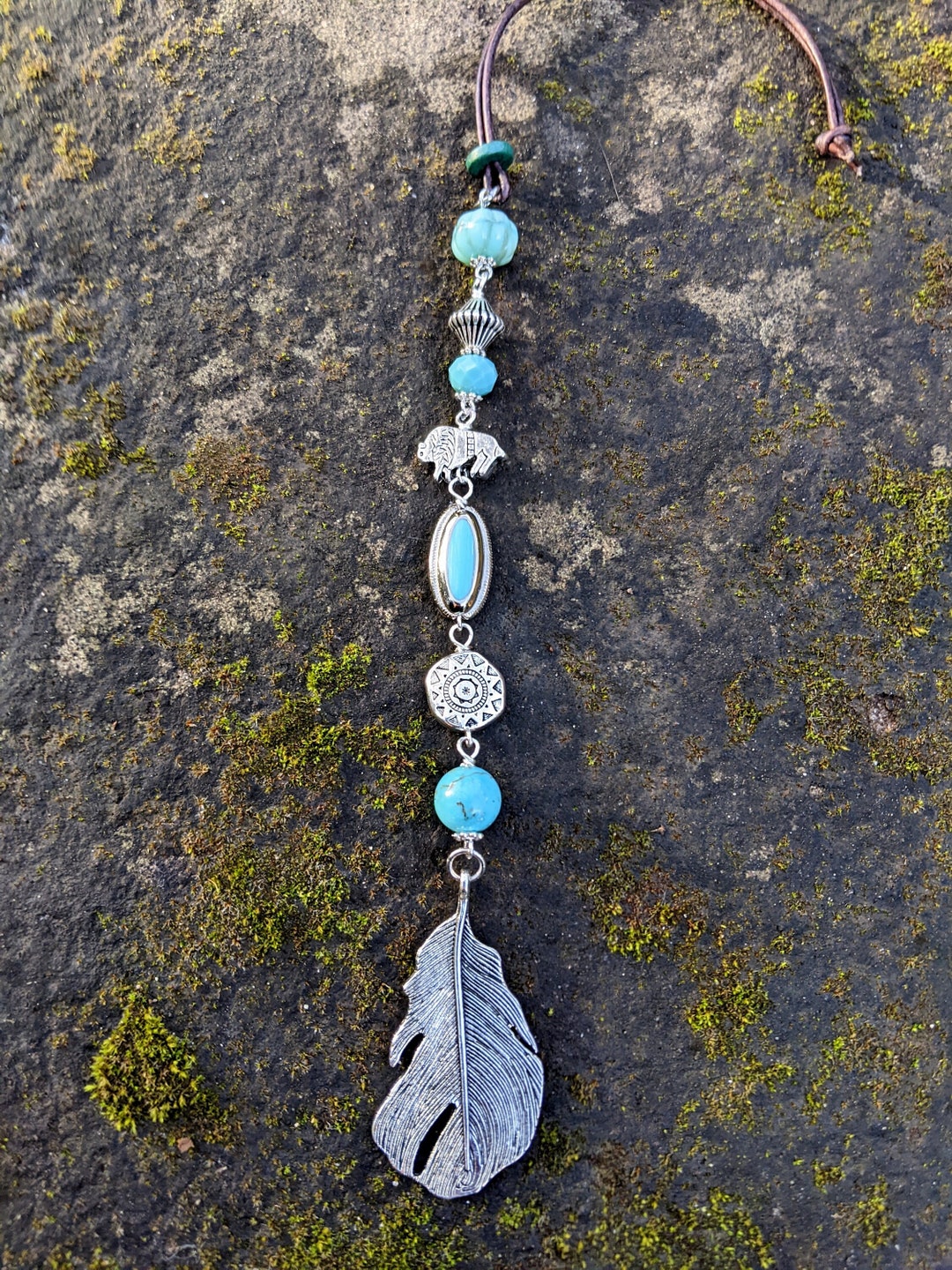 Southwest Style Feather Car Mirror Charm Rearview Mirror Feather