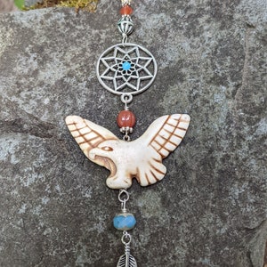 Southwest Car Mirror Charm: Eagle, Dreamcatcher, Feather Amulet
