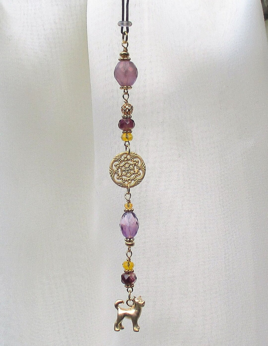 Husky Purple Gold Auto Car Charm Dangle Huskies Auto Accessory Huskies