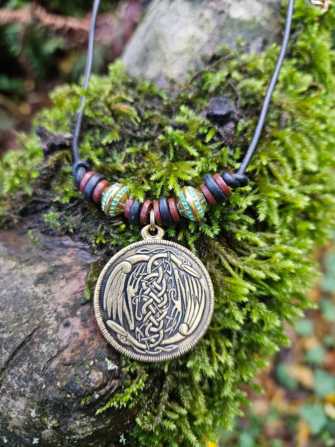 HAQUIL Viking Necklace With Odin's Gungnir Spear And Ravens Pendant - Antique Silver Zinc Alloy Jewelry