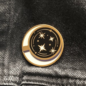 A Cuppa Stardust - Enamel Pin / Coffee or Tea Cup full of Stars / Moon and Stars