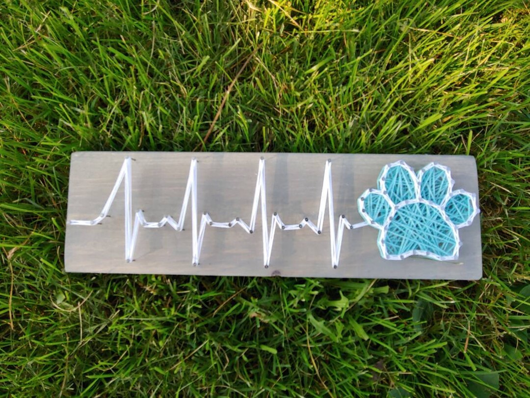 Paw Print String Art, Pet Lover Gift, Paw Print Heartbeat, Dog Lover ...