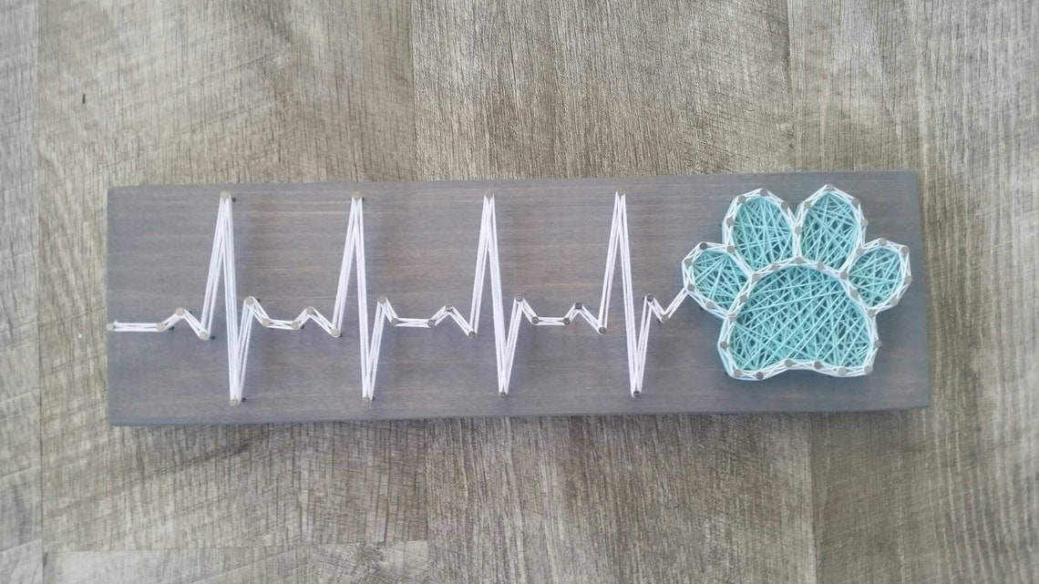 Paw Print String Art Pet Lover Gift Paw Print Heartbeat Dog - Etsy