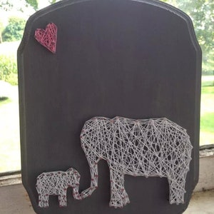 Mommy and Baby Elephant Custom String Art on Wooden Plaque, Nursery ...