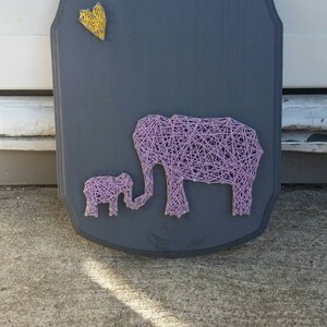 Mommy and Baby Elephant Custom String Art on Wooden Plaque, Nursery ...