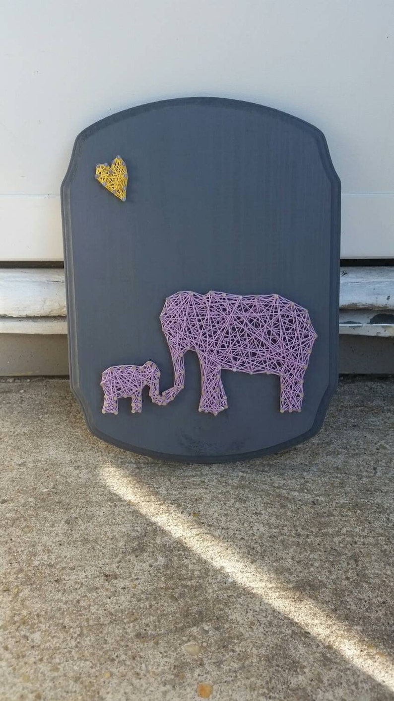 Mommy and Baby Elephant Custom String Art on Wooden Plaque - Etsy