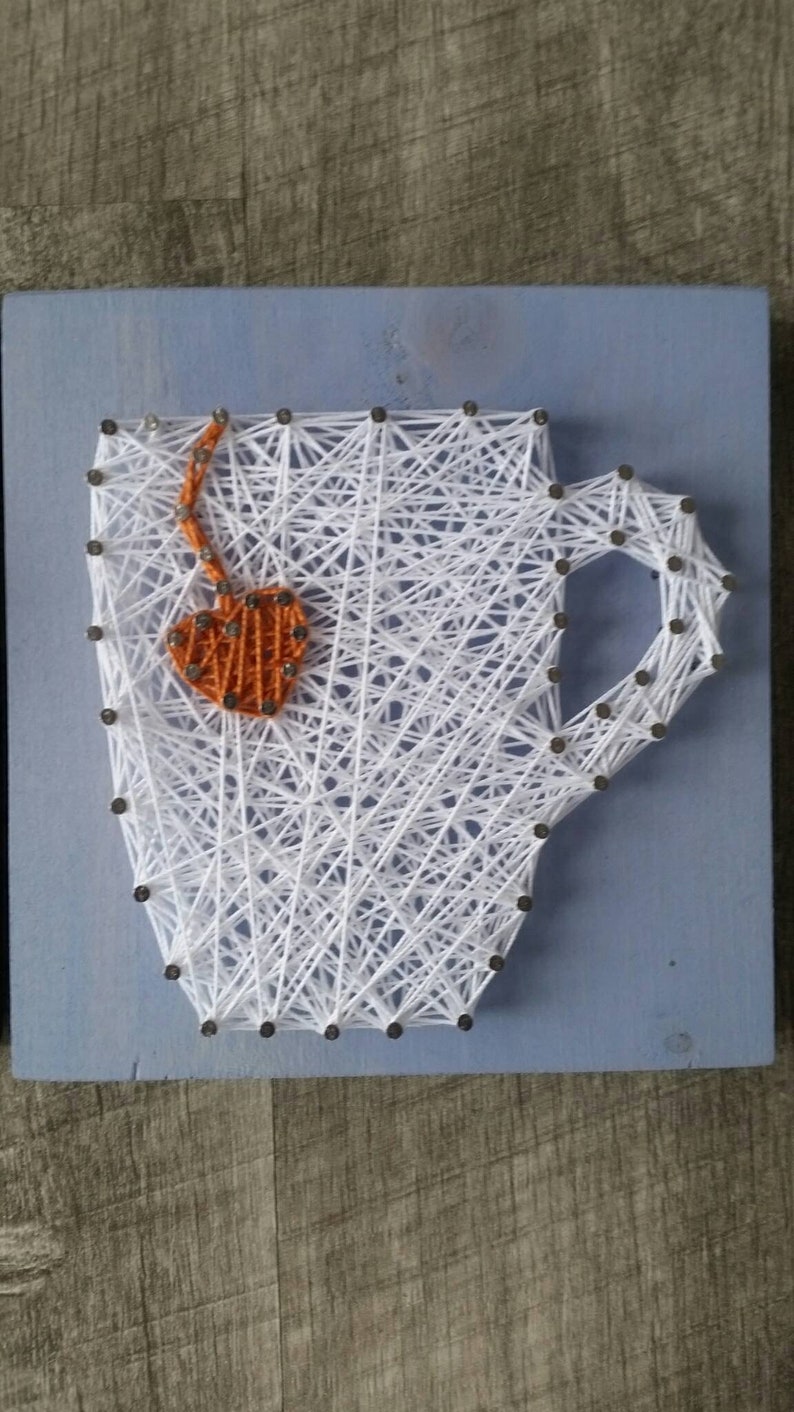 Mini Coffee Cup String Art Mini Tea Cup String Art Coffee Etsy