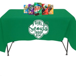 Custom Girl Scout Tablecloth // Table Cloth // Troop # // Cookie Sales // Troop Mom // Cookie Booth // Brownies // Daisies