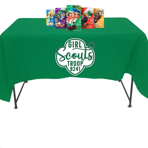 Custom Girl Scout Tablecloth // Table Cloth // Troop # // Cookie Sales // Troop Mom // Cookie Booth // Brownies // Daisies