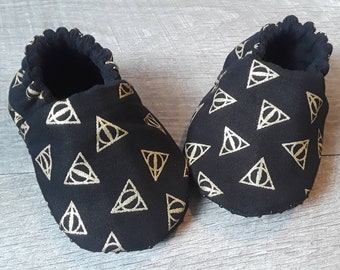 Deathly Hallows Baby Shoes (made with licensed fabric)