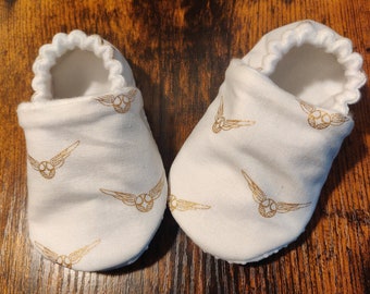 Golden Snitch Baby Shoes (made with licensed fabric)