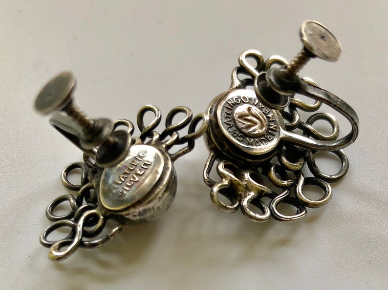 William Spratling Taxco Sterling Silver \u201cLace Moons\u201d Earrings c 1940