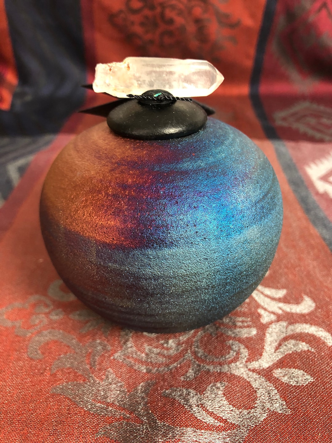 Medium Raku Crystal Dream Catcher Jars With Paper Scroll Quartz or