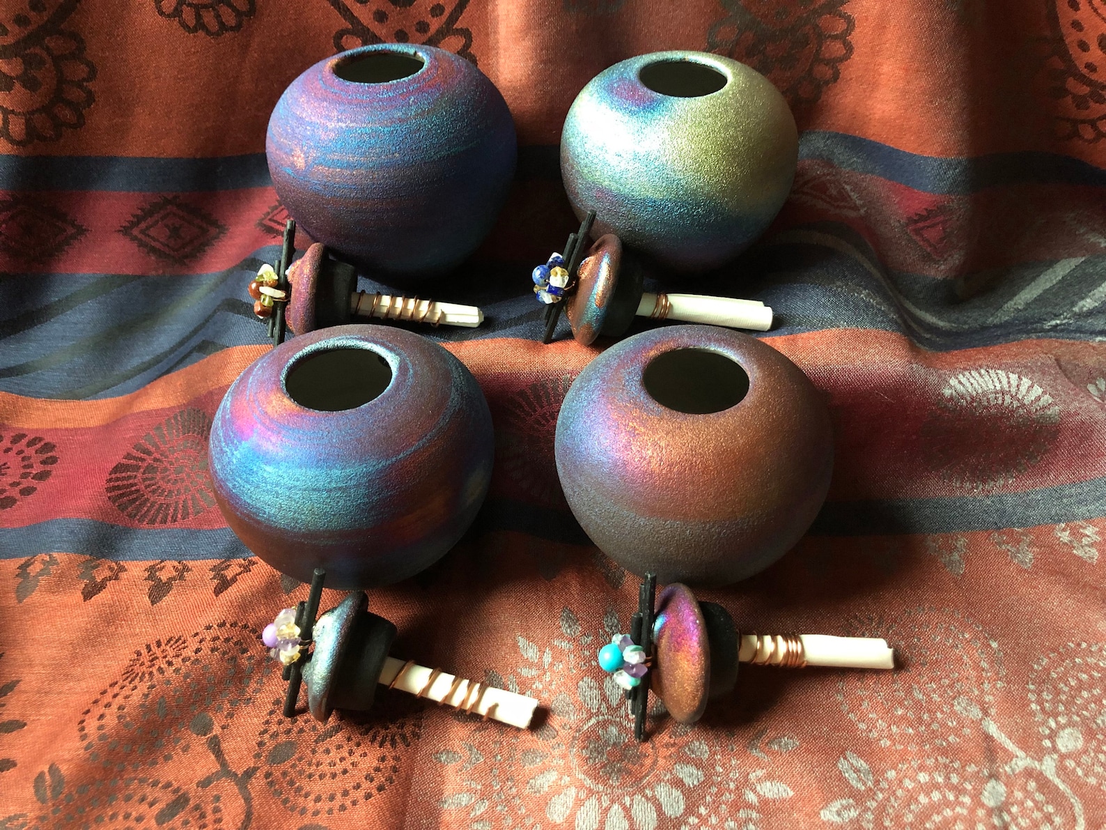 Small Raku Fetish Dream Catcher Jars With Copper Wire Paper Etsy