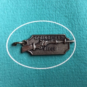 Vintage Springfield Rifle Bracelet Charm or Pendant - Sterling Silver - 1970s Vintage - Springfield Armory - Historical Jewelry - Mass.