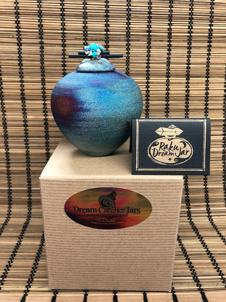 Small Raku Fetish Dream Catcher Jars With Copper Wire Paper Etsy