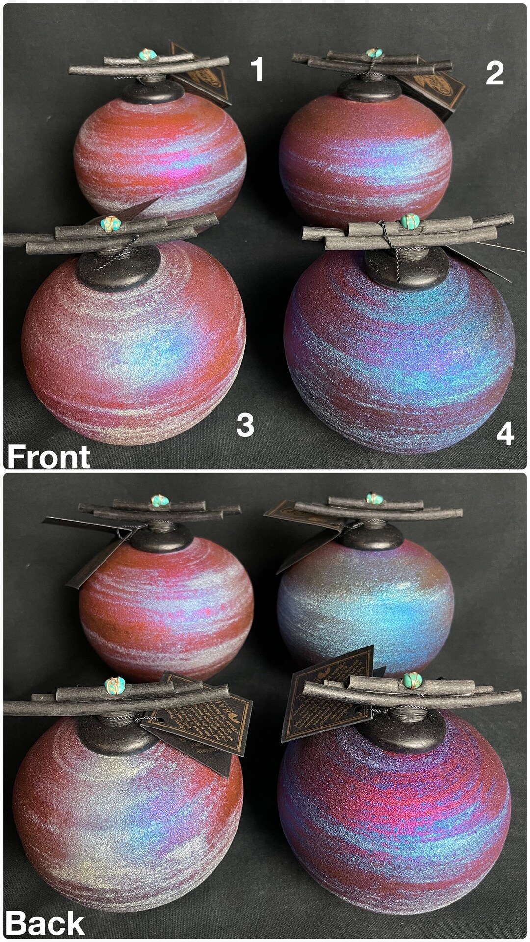 Medium Raku Twig Dream Catcher Jars With Paper Scroll Turquoise Copper