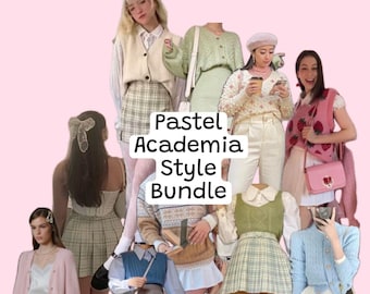 Pastel Academia Style Bundle, Secondhand Clothing Mystery Bundle, Personal Stylist Cute Academia Personalized Thrifted Clothing Bundle,